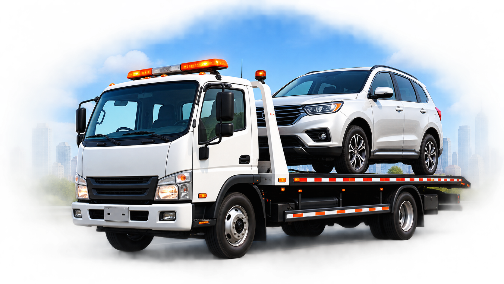 Naga Car Towing Services flatbed tow truck carrying an SUV